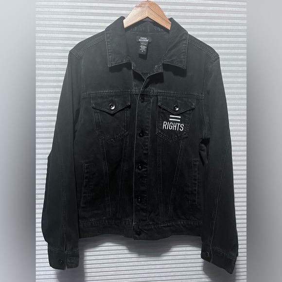 Social Collision Other - Social Collision Unisex Pride Denim Jacket off black Cotton Size M